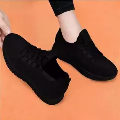 Tênis de plataforma antiderrapante respirável para mulheres, sapatos casuais, tênis de corrida coreano, preto, novo, moda, outono, 2024 - comprar online