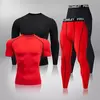 Conjunto de Roupa Interior de Compressão Térmica Masculina, Roupa de Treino Apertada, Treino, Corrida, Fitness, Desporto, Ginásio, Roupa Desportiva