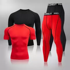 Conjunto de Roupa Interior de Compressão Térmica Masculina, Roupa de Treino Apertada, Treino, Corrida, Fitness, Desporto, Ginásio, Roupa Desportiva