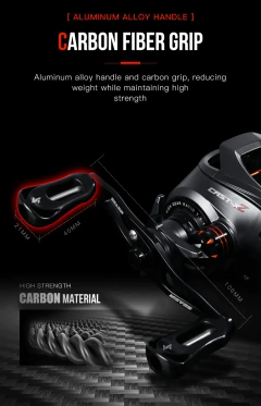 SEASIR Cast X2 Baitcasting Reel 7.3:1 Rolamento cerâmico híbrido Arruela de fibra de carbono Sistema de rolamento duplo N52 Freio Carretilhas de pesca