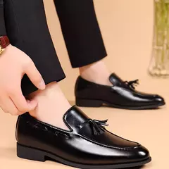 Estilo designer masculino deslizar sobre sapatos de couro, sapatos casuais de negócios, festa de casamento, novo, plus size - Wolf Magazine