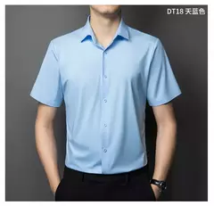 Camisa de spandex fina de manga comprida masculina, manga curta, elástica alta