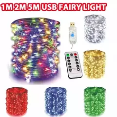 USB LED String Lights com controle remoto, lâmpadas, guirlandas de fadas, lâmpadas, 8 modos, casamento, Natal, feriado, ano novo, 5m, 10m, 20m, 30m