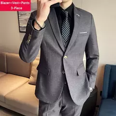 Terno xadrez formal masculino, vestido de noiva noivo, blazer de festa, calças, jaqueta, colete, calças, high-end, casual, escritório, marca na internet