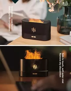 Simulação Flame LED Night Light, Lâmpada Atmosfera USB, Umidificador, Difusor de Aroma, Tanque De Água, Decoração De Quarto E Escritório, 180ml - comprar online