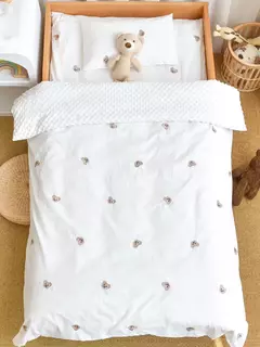 Conjunto de cama de algodão para crianças, berço, capa de edredão, fronha sem enchimento, vintage, 3 peças