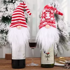 Papai Noel Natal garrafa de vinho tampa, ornamento do chapéu, decoração da festa para casa, ano novo, 1 conjunto