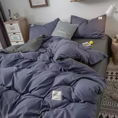 Conjunto de cama japonês simples para mulheres, cama de linho, lençol plano, fronha, linho, gêmeo completo e queen, rosa, monocromático e poliéster