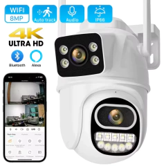 Câmera wi-fi xiaolian ptz de 8mp, 4k, com lente dupla, telas duplas, detecção humana, sem fio, cctv, segurança externa, câmera ip - comprar online