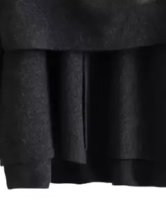 Imagem do Moda feminina outono inverno chique cachecol jaqueta manga longa de malha assimétrica jaqueta sexy bainha dividida solta jaqueta curta