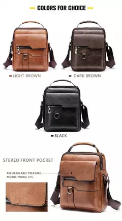 Bolsa de Ombro de Couro PU para Homens, Bolsas Crossbody, Business Flap, Mala Mensageiro Sólida Masculina, Bolsa de Viagem para iPad, 9.7 ", Brand - Wolf Magazine