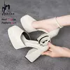 Saltos altos de toe quadrado para mulheres, bombas vazias laterais sexy para senhora, sapatos de mola, sapatos únicos de fivela, 12,5 cm, plataforma de 4cm, novo, 2024