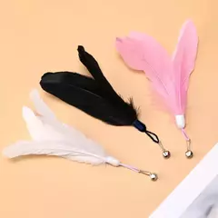 Imagem do Brinquedo para gatos, bastão de provocação com sino, haste estendida, ventosa, auto alta e durável, ferramenta de provocação, cabeça de pena substituível