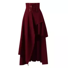 Saias de renda Steampunk gótica feminina, saia vintage medieval, fada preta, saia vitoriana assimétrica, traje de performance