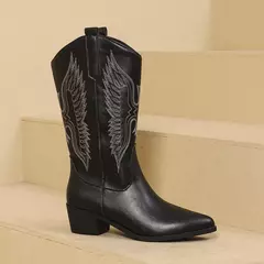 Botas de joelho altas bordadas para mulheres, Salto cunha, Sapatos de inverno, New Trend, Branco, Vermelho, Rosa, 2024 - comprar online