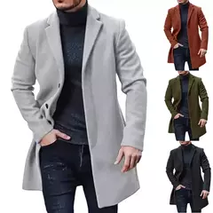 Jaqueta de lã de lapela de peito único masculina, monocromática, casual, casacos primavera e inverno, streetwear masculino - Wolf Magazine