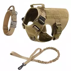 Conjunto de arnês e coleira para cães grandes, pastor alemão malinois, treinamento, colete de caminhada, conjunto de coleira e arnês para cães de todas as raças