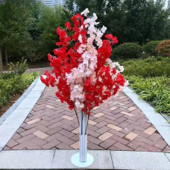 Imagem do Para decorações de festa de casamento alto conjunto de árvore de flor de cerejeira artificial de 10 peças peças centrais de pilar de corredor