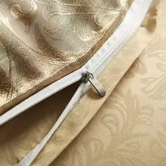 Imagem do Luxo Jacquard cama conjunto, capa de edredão, flor dourada, king size, 2 fronha, única fronha, alta qualidade, 2 pcs, 3pcs