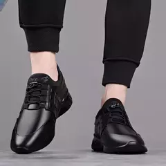 Imagem do Sapatos esportivos casuais de verão respiráveis plus size sapatos masculinos de couro 6cm salto interno invisível aumentar sapatos 8cm