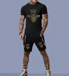 Fato de treino de manga curta masculino, conjunto de roupas Hip Hop, algodão, moda verão, venda quente, novo