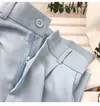 Calça feminina elástica de cintura alta, calça feminina do escritório, casual solta streetwear, reta, preta, nove pontos, moda, outono, primavera