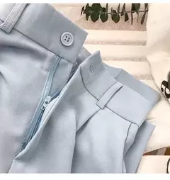 Calça feminina elástica de cintura alta, calça feminina do escritório, casual solta streetwear, reta, preta, nove pontos, moda, outono, primavera
