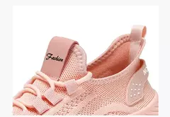 Sapatos esportivos respiráveis para mulheres, tênis casuais, mocassins com renda, malha de malha, moda feminina, marca designer, 2024 - comprar online