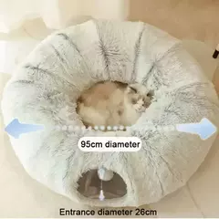 Cama de gato de pelúcia com túnel para gatos internos Cama de túnel de gato multifuncional com olho mágico Cama de gato de rosquinha fofa com túnel - Wolf Magazine