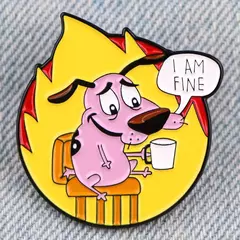 Covarde herói cães esmalte pinos anime figuras emblemas broche de lapela de metal para mochilas broches moda jóias acessórios presentes na internet
