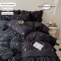 Rose Conjunto De Cama Bordado, Capa De Edredão sem Núcleo, 1 * Capa De Edredão + 2 Fronha, Estilo Princesa, 3PCs - comprar online