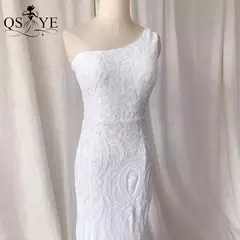 Vestidos de lantejoulas de um ombro, vestido longo do baile da sereia, elegante - Wolf Magazine