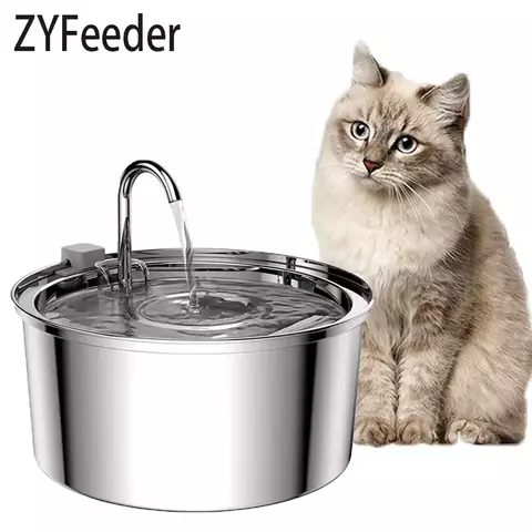Alimentador de água para animais de estimação, aço inoxidável, fonte de água automática, usb, elétrico, mudo para gato, cachorro, filtro, fonte, tigela inteligente