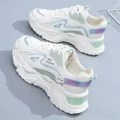 Sapatilhas de plataforma para mulheres, sapatilhas casuais para senhoras, sapatos baixos, verde, 2023 na internet