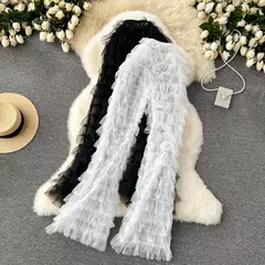 SINGREINY-Calças femininas de malha longa, calças vintage flare pura, em camadas, cintura alta, moda americana, streetwear, Y2K, 2024 na internet