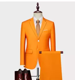 (Jaqueta + Calças) Últimas Homens Terno Set Blazers Formais Slim Fit Negócios Smoking 2 Pcs Terno Do Noivo Vestido de Noiva Homem Terno S-6XL na internet