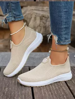 Sapatos femininos leves respiráveis tamanho grande apartamentos para senhora, deslizamento em sapatos casuais esporte ao ar livre tênis moda tênis na internet