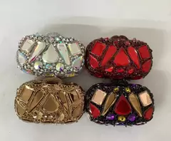 Mini Crystal Rhinestone Clutch para Mulheres, Sacos De Noite, Pedras, Minaudiere Bolsas, Festa De Casamento, Vermelho, Verde Bolsa, Mais Novo na internet
