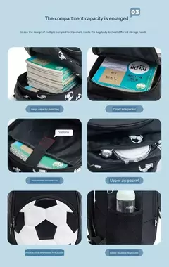 Mochila De Futebol Anime para Crianças, Sacos escolares de viagem para adolescente, Mochila para menino
