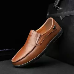 Imagem do Couro de vaca natural masculino mocassins de couro genuíno italiano, sapatos de vestido masculino, calçado formal, casual, marca, venda