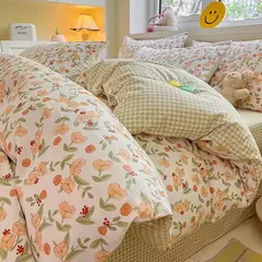 Imagem do Conjunto de capa de edredão com fronha, cereja fofa, folha plana fina, floral, meninos, meninas, rainha, tamanho completo, kit de cama, verão