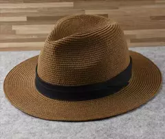 Chapéu de palha panaman cabeça grande masculino, chapéu de tecido dobrável, chapéu top jazz, proteção solar, sombreamento solar, tamanho grande, 63cm - loja online