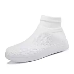Imagem do Sapatos masculinos de meias de malha alta, sapatos casuais de casal respirável, tênis de plataforma leve, roxo, plus size, 45, 46, venda quente