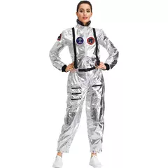 Halloween natal prata spaceman masculino feminino espaço terno adulto crianças astronauta traje festa de família vestir-se presente aniversário - Wolf Magazine