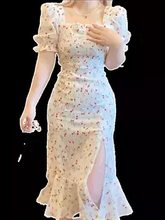 Imagem do Vestido longo perfumado branco para mulheres, vestido sereia de fenda lateral, roupa emagrecedora para você, vestido de fada, novo, 2024