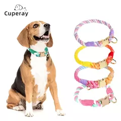 Coleira de cachorro arco-íris para animais de estimação, coleira para treinamento de caminhada com fivela de metal para cinto grande, médio e pequeno, coleira de algodão para cães - Wolf Magazine
