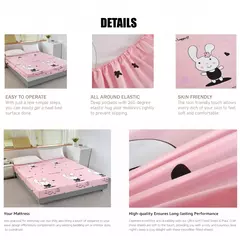 Kuup poliéster impermeável desenhos animados cabido folha, cama king size tampa, sem fronha, elástico, em torno do colchão, 360 °