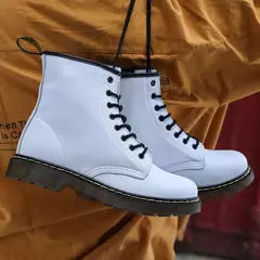 Botas de couro genuíno clássico de seis furos para homens e mulheres, bota curta, bota de equitação ao ar livre, estilo britânico, moda, tamanho 35-48 - Wolf Magazine