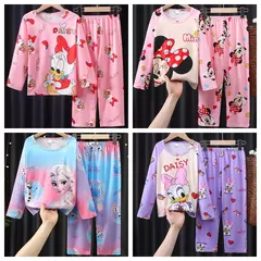 Crianças Minnie Elsa Duck Pijamas dos desenhos animados, roupas infantis para casa, conjuntos para meninos e meninas, terno de viagem, casual, novo, 2 peças por conjunto na internet