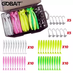 Metal Jig Fishing Lure Kit, Jigging Cabeça Gancho, Swimbait, Soft Lure, 5.5cm, 7cm, 10cm, 3g, 5g, 7g, 10g, 14g, 50pcs por caixa - Wolf Magazine